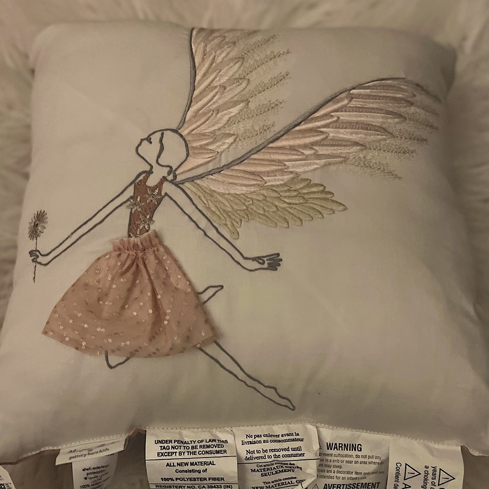 Beautiful Monique Lhuiller fairy pillow for pottery barn kids. NWT